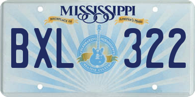 MS license plate BXL322