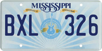 MS license plate BXL326