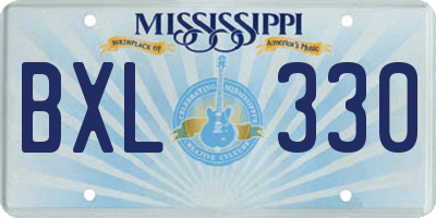 MS license plate BXL330