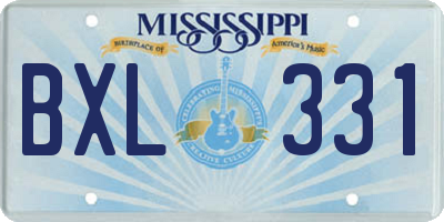 MS license plate BXL331