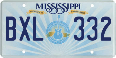 MS license plate BXL332