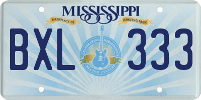 MS license plate BXL333