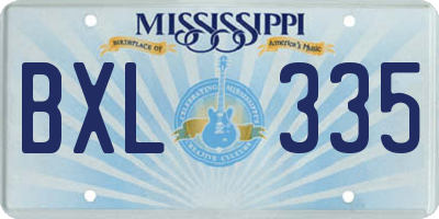 MS license plate BXL335