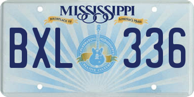 MS license plate BXL336