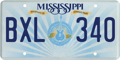 MS license plate BXL340