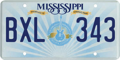 MS license plate BXL343