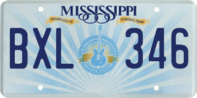 MS license plate BXL346