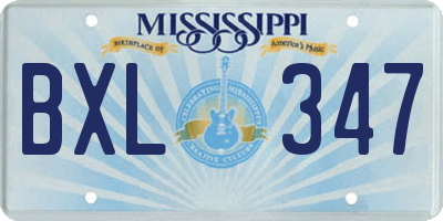 MS license plate BXL347