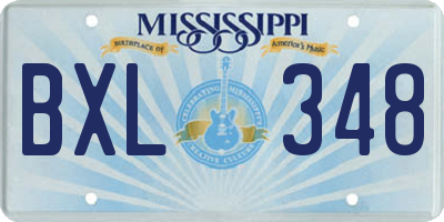 MS license plate BXL348