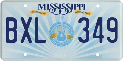 MS license plate BXL349