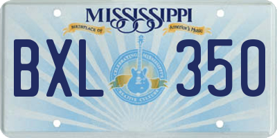 MS license plate BXL350