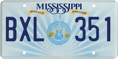 MS license plate BXL351