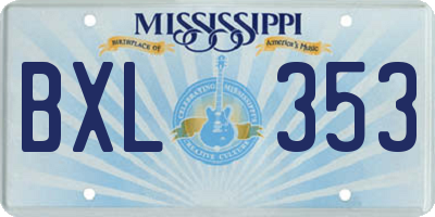 MS license plate BXL353