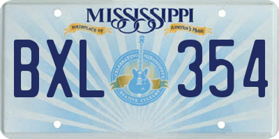MS license plate BXL354