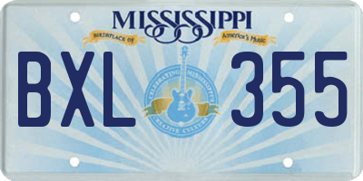 MS license plate BXL355