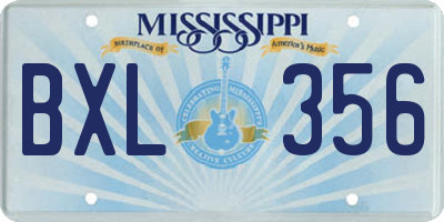 MS license plate BXL356