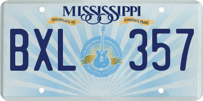 MS license plate BXL357