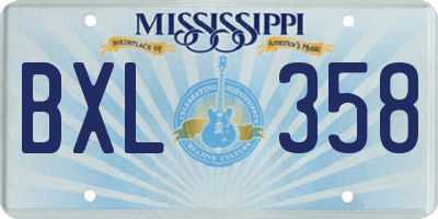 MS license plate BXL358