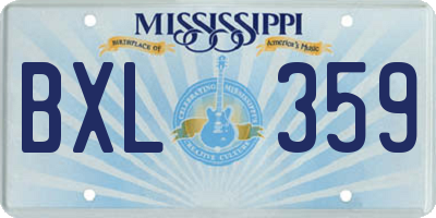 MS license plate BXL359