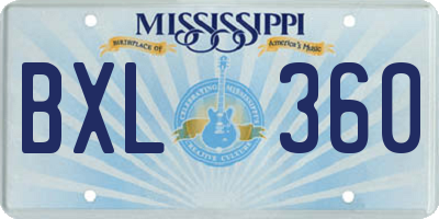 MS license plate BXL360