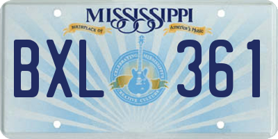MS license plate BXL361