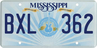 MS license plate BXL362