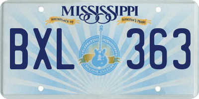 MS license plate BXL363