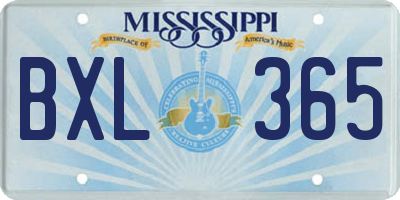 MS license plate BXL365