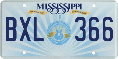 MS license plate BXL366