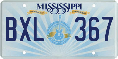 MS license plate BXL367