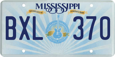 MS license plate BXL370