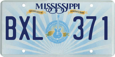 MS license plate BXL371