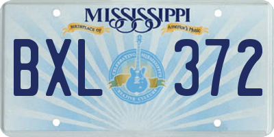 MS license plate BXL372
