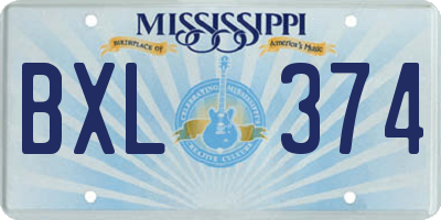 MS license plate BXL374