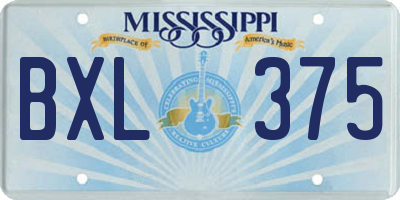 MS license plate BXL375