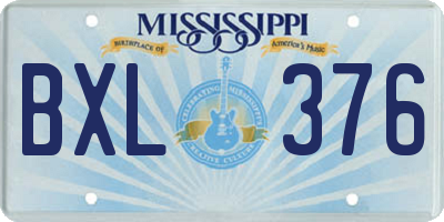 MS license plate BXL376