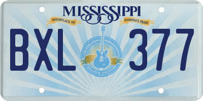 MS license plate BXL377
