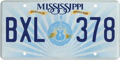 MS license plate BXL378