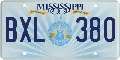 MS license plate BXL380
