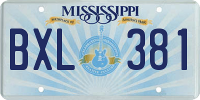 MS license plate BXL381
