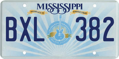 MS license plate BXL382