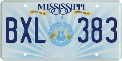 MS license plate BXL383