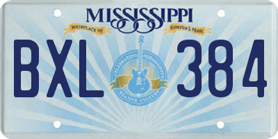 MS license plate BXL384