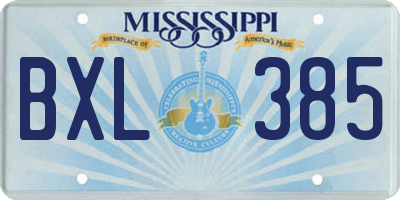 MS license plate BXL385