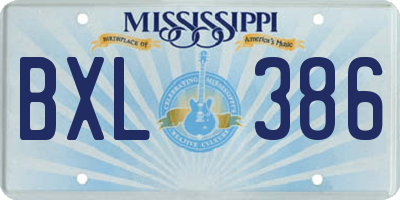 MS license plate BXL386
