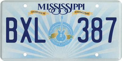 MS license plate BXL387