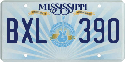 MS license plate BXL390