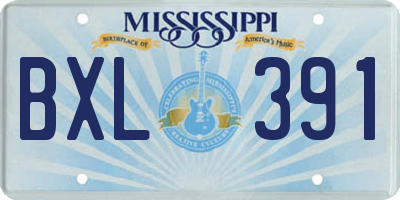 MS license plate BXL391