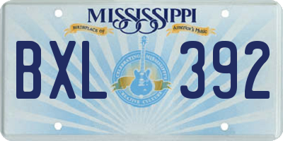 MS license plate BXL392