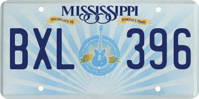 MS license plate BXL396